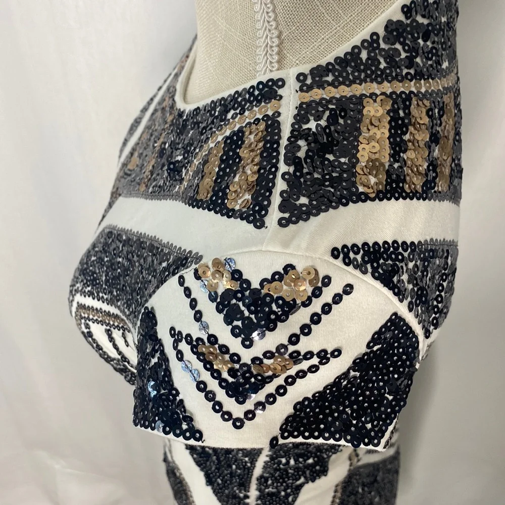 EXPRESS Gold Black Sequin Mini Dress Size XS - Picture 4 of 8